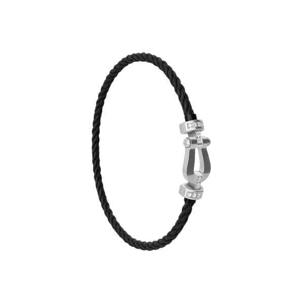 Force 10 Medium White Gold and Diamond Pav&eacute; Cable Bracelet